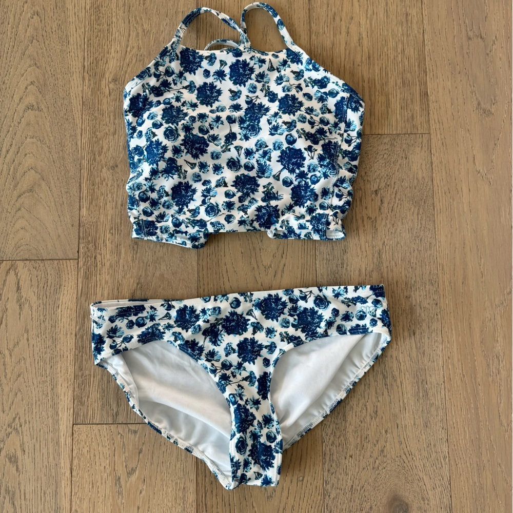Albion SANTORINI SWITCHBACK CROP and HIPSTER BOTTOMS Small White Blue